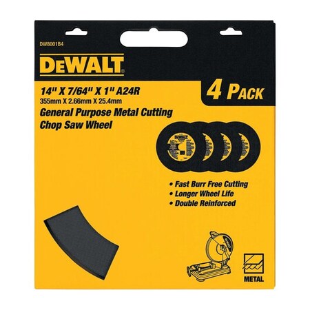 Dewalt 14" X 7/64" X 7/64" X 1" General Purpose Chop Saw Wheel DW8001B4